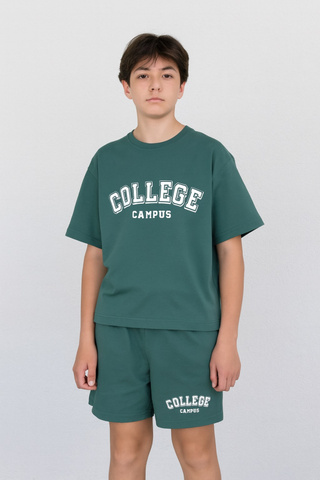CWJB 50234-37K Пижама для мальчика (футболка, шорты),зеленый