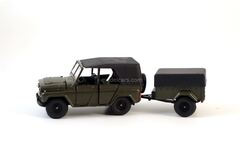 UAZ-469 with trailer khaki Agat Mossar Tantal 1:43