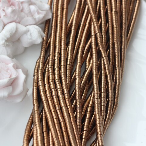 Гематин гематит, цилиндрические бусины, 4*2 мм, шоколад, 1 нить, ГМ069