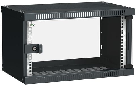 ITK Шкаф LINEA WE 6U 550x350мм дверь стекло черный