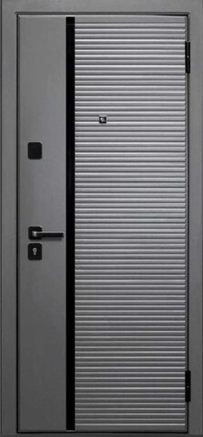 Дверь входная Меги МДФ 1, 2 замка, 1,2 мм металл, (черный муар/графит+белый ясень) #2