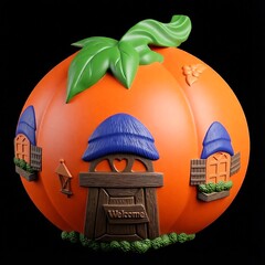 Силиконовый молд № 422 домик Тыква 2 D № 2 ( серия домики для гномов и фей)