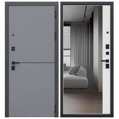Купить Входная дверь Бриг графит ПВХ белый матовый с зеркалом
