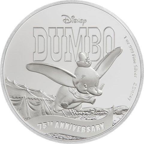 Ниуэ 2016, 2 доллара, серебро. 75 лет Диснею. Дамбо