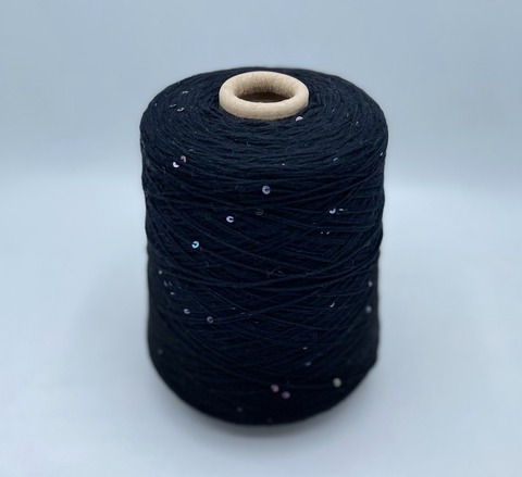 Бобинная пряжа (пр.Италия).art-Paillettes 420/100гр, 100%Меринос+пайетка, цвет-Черный, арт.27603