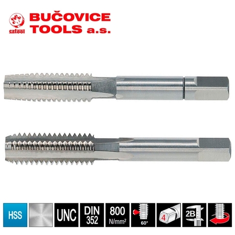 Метчик №6 -32-UNC (Комплект 2шт) DIN352 HSS 2B 60° 45мм a=3,0 Bucovice(CzTool) 145006-2