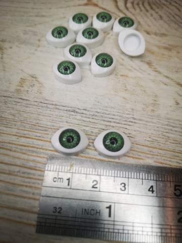Глазки овальные клеевые Зеленые 15*7 мм (2шт)