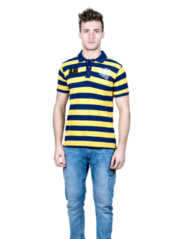 Рубашка-поло мужская Cottonfeels, синий/желтый 550590