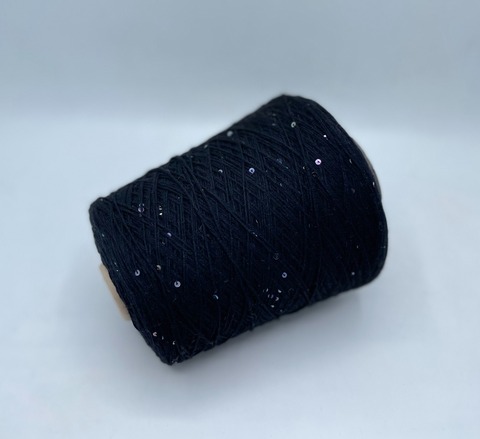 Бобинная пряжа (пр.Италия).art-Paillettes 420/100гр, 100%Меринос+пайетка, цвет-Черный, арт.27603