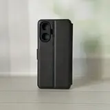 Чехол книжка для Realme C55 кожаный черный с магнитной застежкой, flip чехол с функцией подставки, отделением для пластиковых карт и денег