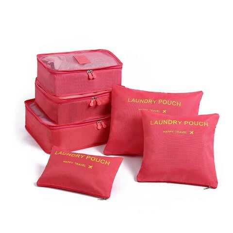 Набор дорожных сумок для путешествий Laundry Pouch, 6 шт, красный
