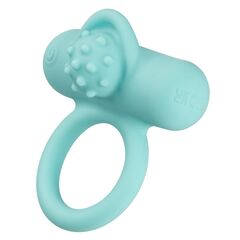 Аквамариновое эрекционное виброкольцо Silicone Rechargeable Nubby Lover’s Delight - 