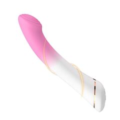 Бело-розовый изогнутый силиконовый вибромассажер - 18,7 см. - 