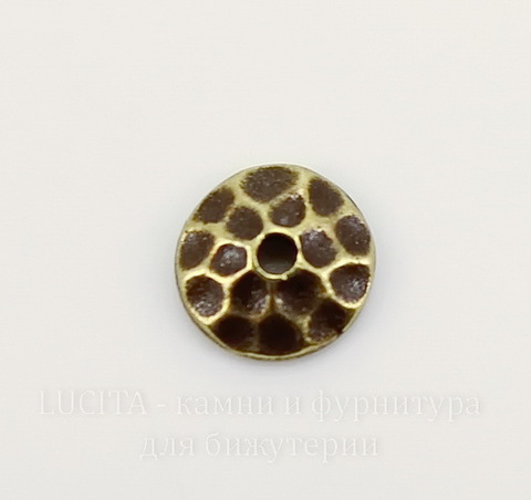 Шапочка для бусины TierraCast "Hammertone" (цвет-античная латунь) 6х2 мм