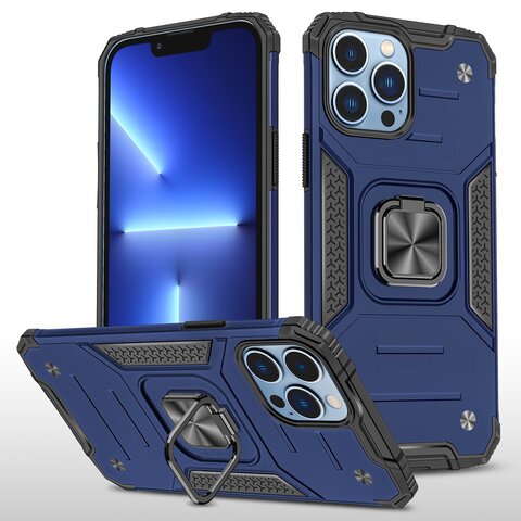 Противоударный чехол Strong Armour Case с кольцом для iPhone 15 Pro Max (Синий)