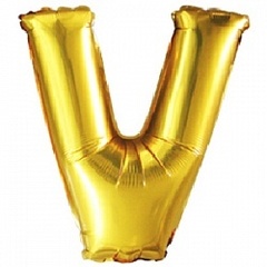 Шар (40''/102 см) Буква, V, Золото, 1 шт.