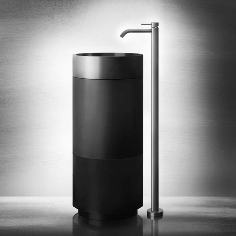 Gessi INCISO Подставка напольная под раковину 54601, сифон в комплекте, цвет Cristalplant Dark Metal 54603#850