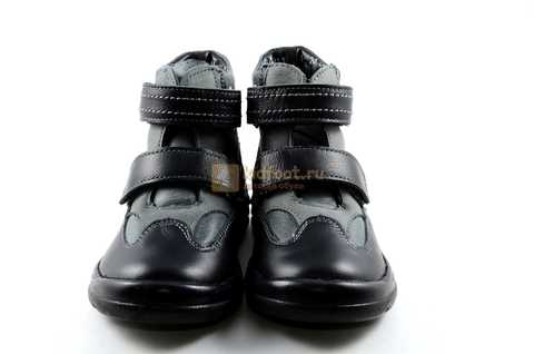 Ботинки Тотто из натуральной кожи демисезонные на байке для мальчиков, цвет черный. Изображение 5 из 11.