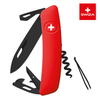 Швейцарский нож SWIZA D03 AllBlack, 95 мм, 11 функций, красный (подар. упак.)