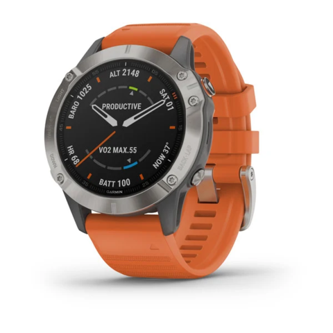 Garmin Fenix 6 Sapphire — Titanium with Ember Orange Band