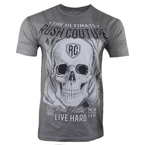 Rush Couture | Футболка мужская ULTIMATE SKULL VINTAGE Grey RC143 перед