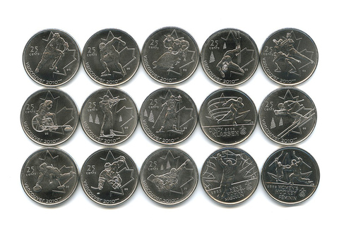 Набор "Олимпиада в Ванкувере" (15 монет) 2007-2009 год UNC