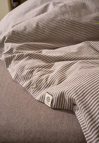 Постельное белье 1.5 спальное Luxberry Лен и Хлопок белое/коричневое