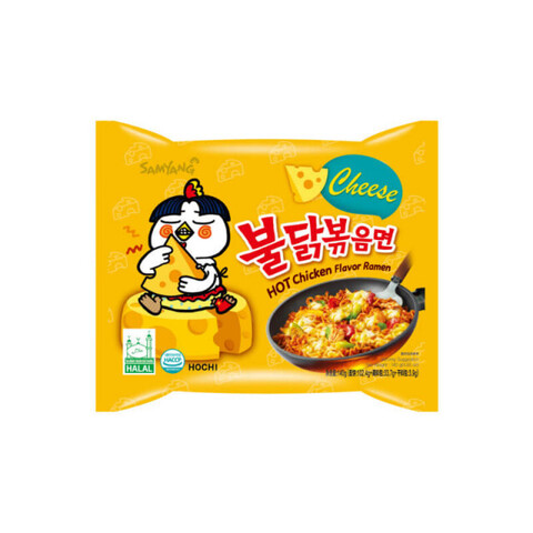 Лапша со вкусом сыра и курицы острая Buldak HOT Chicken Flavor Ramen Cheese SAMYANG, 140 г.