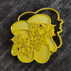 Штамп Варежки с листом пуансеттии №1