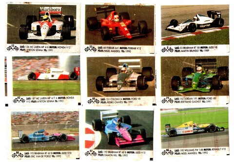 Вкладыш Formula-1 Формула 1 (набор 9 штук) - № 3, 22, 52, 79, 80, 82, 86, 87, 88
