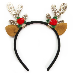 Ободок, Олененок, Золотые рожки, с блестками, 1 шт.