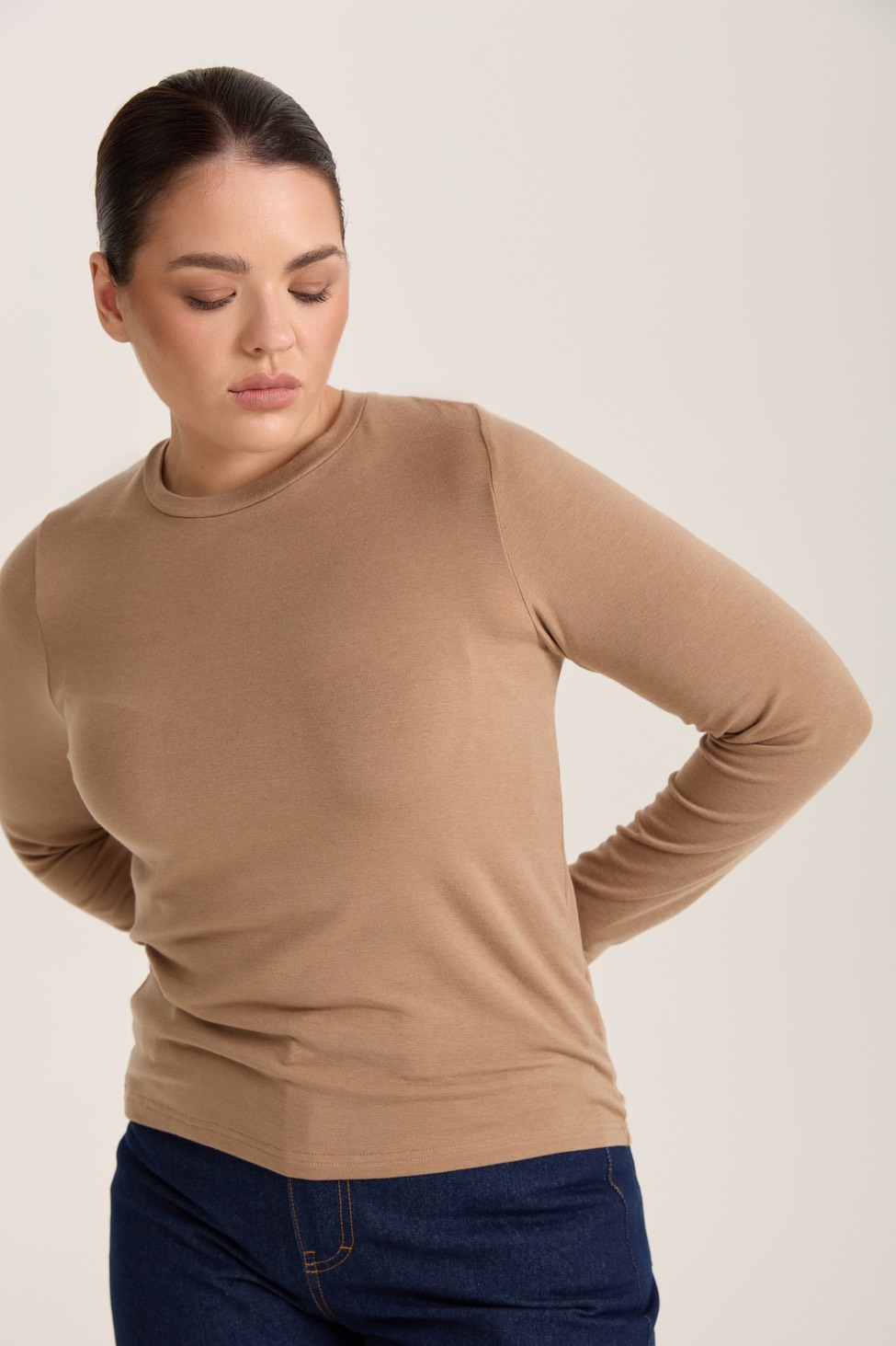 Лонгслив с шерстью мериноса, кэмел