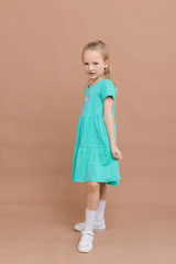 039_БК25 Платье для девочки, бирюзовый