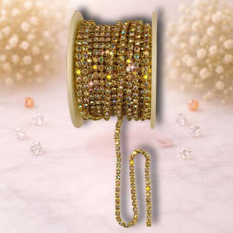 стразовая лента 2,5мм голограмма золото (1м)