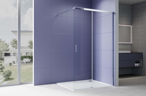 Aquatek AQ.WISL.120.1CH AQ.WISL.120.1CH Душевая перегородка раздвижная Walk in с держателем 1200x2000 профиль хром, стекло прозрачное 5/6мм