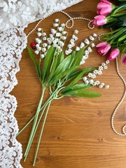 Ландыши искусственные из мягкого пластика, реалистичные, 35 см, набор 5 веток