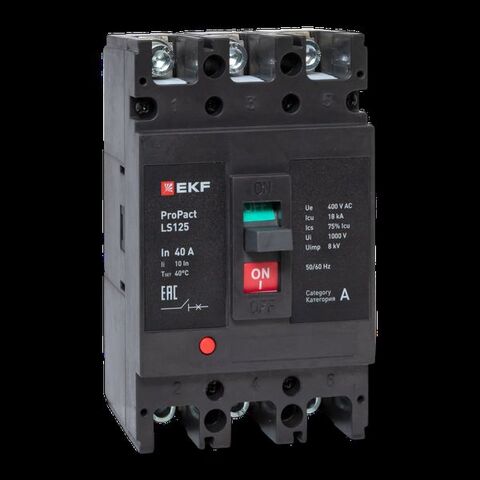 Выключатель автоматический в литом корпусе ProPact LS125 40А 3P 18кА EKF
