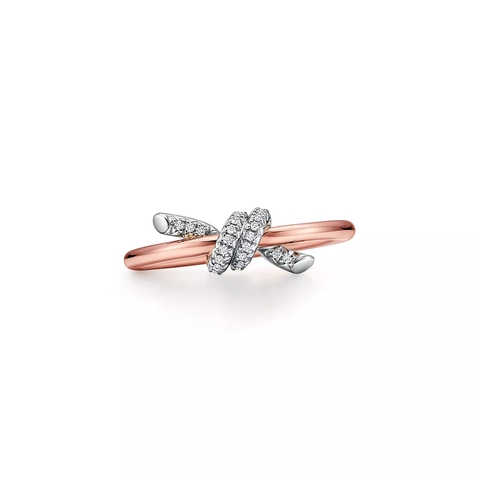 Кольцо из розового золота и платины с бриллиантами, Tiffany 💠 Knot