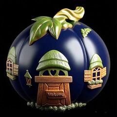 Силиконовый молд № 422 домик Тыква 2 D № 2 ( серия домики для гномов и фей)