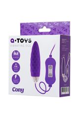 Фиолетовое узенькое виброяйцо с пультом управления A-Toys Cony, работающее от USB - 