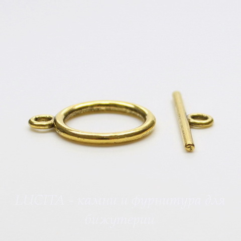 Замок - тоггл из 2х частей "Кольцо" 18х14 мм, 21 мм (цвет - античное золото)