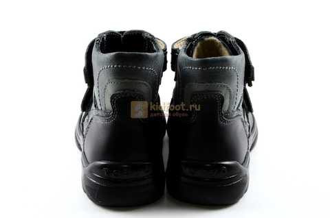 Ботинки Тотто из натуральной кожи демисезонные на байке для мальчиков, цвет черный. Изображение 7 из 11.