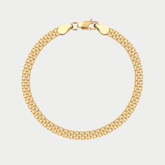 Браслет полновесный цепной из желтого золота 585 пробы с плетением "Двойной Бисмарк" без вставок (арт. НБ 15-073 0.35)