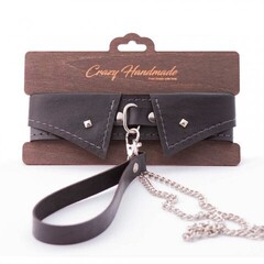 Ошейник-воротник из натуральной кожи с поводком