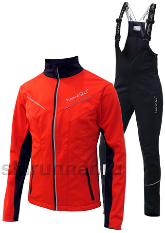Утеплённый лыжный костюм Nordski Premium 2018 Red/Black мужской с высокой спинкой