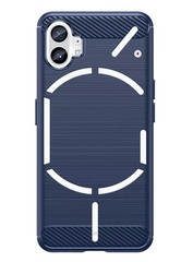 Защитный чехол синего цвета в стиле карбон на Nothing Phone (1), мягкий отклик кнопок, серия Carbon от Caseport