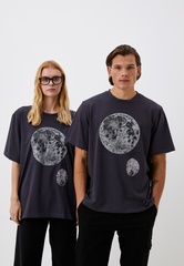 Футболка оверсайз с текстурным принтом, цвет темно-серый