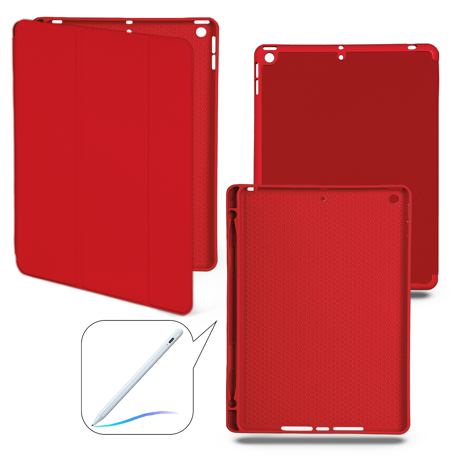 Купить Чехол книжка-подставка Smart Case Pensil со слотом для стилуса для  iPad 7, 8, 9 (10,2”) - 2019-2020-2021 (Красный / Red) за 990 руб, в Чехолере