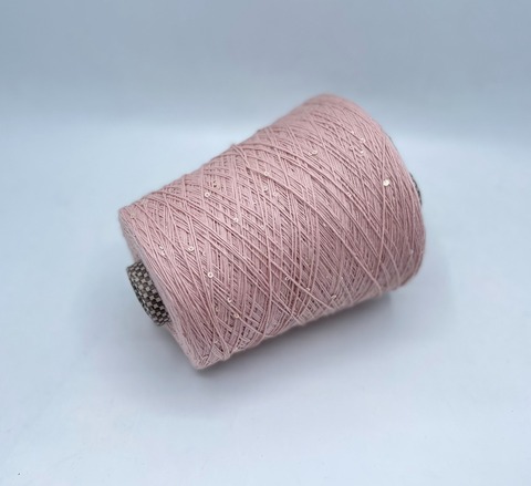 Бобинная пряжа (пр.Италия).art-Paillettes 500/100гр, 100%Меринос+пайетка, цвет-Нежно-розовый, арт.27604