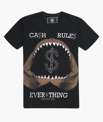 The Saints Sinphony | Футболка мужская SHARK JAW CASH RULES TS3042 принт спереди челюсти акулы и знак доллара